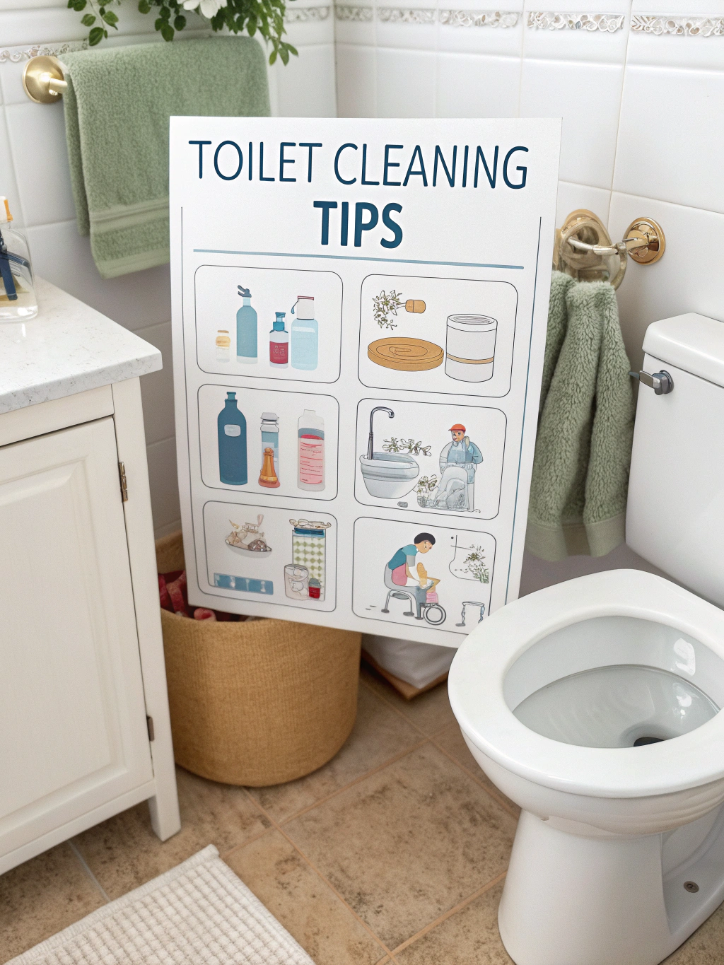 Toilettenreinigungstipps für Frauen preparing steps