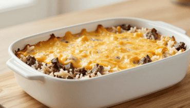 Hackfleisch und Reis: Dieser cremige Cheddar-Auflauf löst Ihre Abende unter der Woche in 30 Minuten