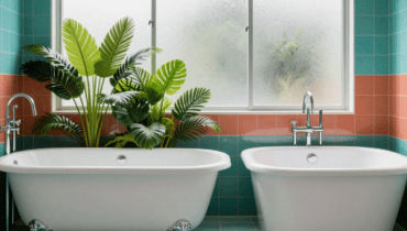 80er-Jahre-Dekoration: Warum ungleiche Badewannen und künstliche Pflanzen in unseren Badezimmern ein Comeback feiern