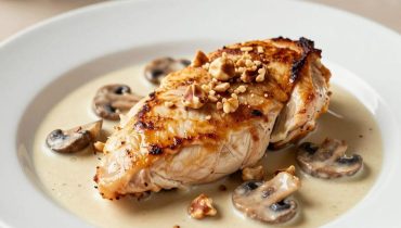 Hähnchen-Innenfilets mit Waldpilzsauce: das cremige Rezept mit Pilzen und Haselnüssen, fertig in 35 Minuten