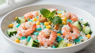 Kokos-Garnelen-Reissalat: 25 Minuten für ein komplettes exotisches Gericht ohne Kochen Kokos-Garnelen-Reissalat: 25 Minuten für ein komplettes exotisches Gericht ohne Kochen