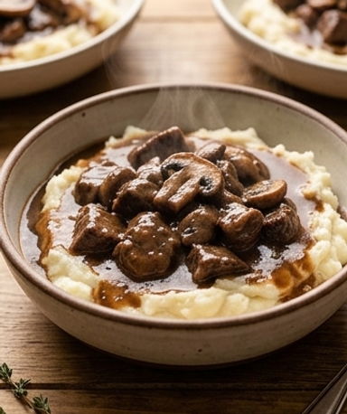 Slow Cooker Rindfleisch mit Pilzen