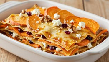 Lasagne ohne Nudeln: Wie Süßkartoffeln, Kürbis und Karotten die traditionellen Blätter mit einer Honig-Cranberry-Glasur ersetzen Lasagne ohne Nudeln: Wie Süßkartoffeln, Kürbis und Karotten die traditionellen Blätter mit einer Honig-Cranberry-Glasur ersetzen