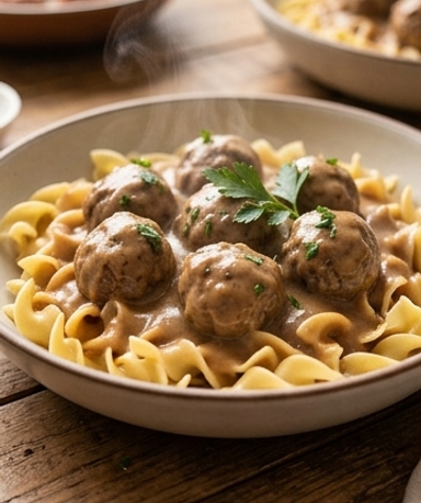 Schwedische Fleischbällchen in cremiger Sauce