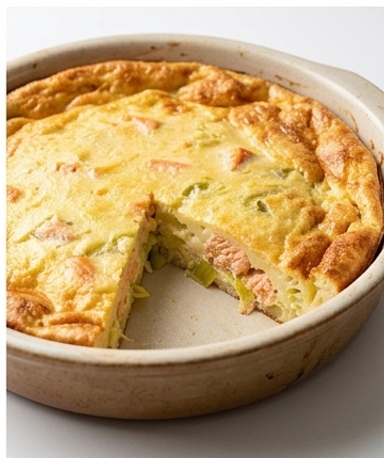Herzhaftes Lachs-Lauch-Clafoutis