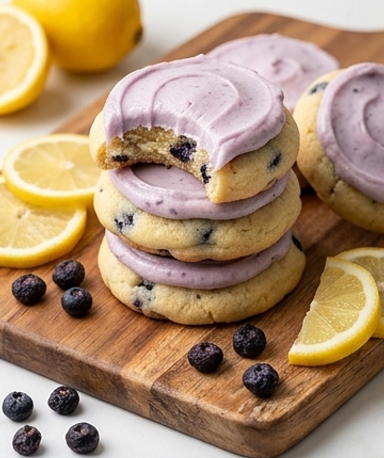 Fluffige Zitronen-Cookies & Blaubeer-Glasur ohne Farbstoffe