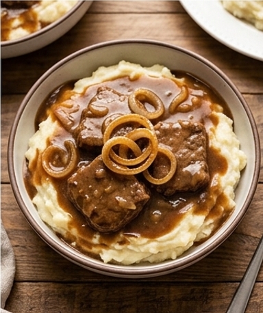 Slow Cooker Cube Steaks in cremiger Bratensauce