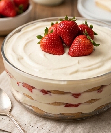 Cremiges Erdbeer-Schichtdessert