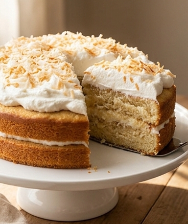 Saftiger Kokoskuchen mit Kondensmilch-Sirup