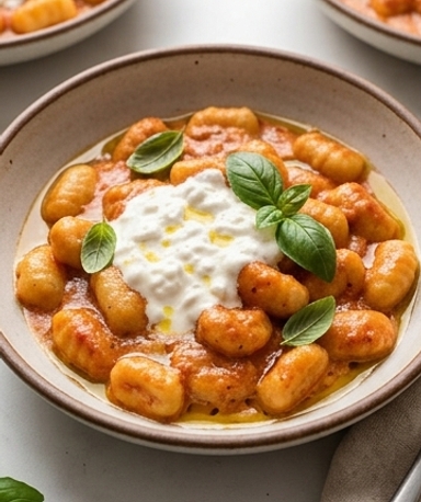 Cremige Tomaten-Gnocchi mit Stracciatella