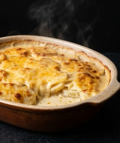 Zartschmelzendes Kartoffelgratin mit Gruyère und Cheddar