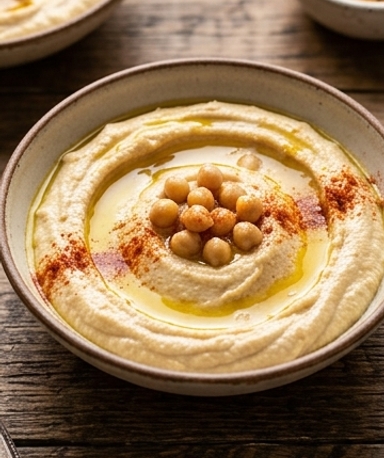 Cremiger selbstgemachter Hummus