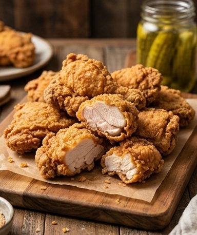 Brathähnchen in Gurkenwasser-Marinade