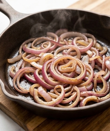 Sautierte rote Zwiebeln