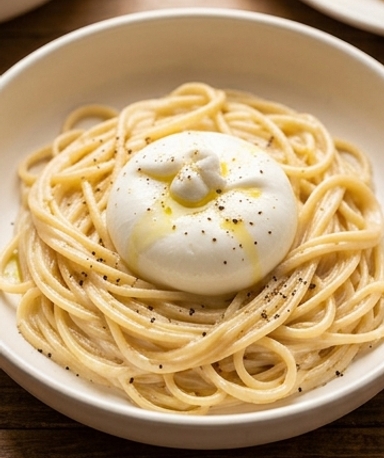 Pasta mit schmelzender Burrata