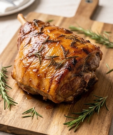 Lammbraten mit Honig und Rosmarin dazu Hasselback-Kartoffeln