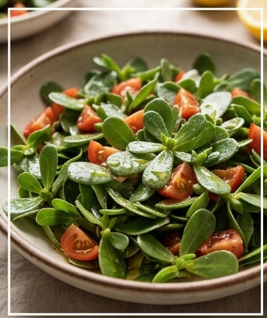 Frischer Portulaksalat mit Zitrone-Olivenöl