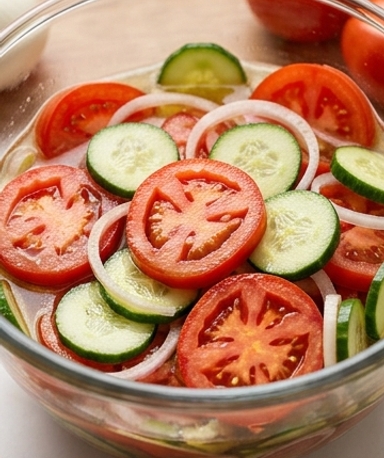 Marinierter Gurken-Tomaten-Zwiebel-Salat