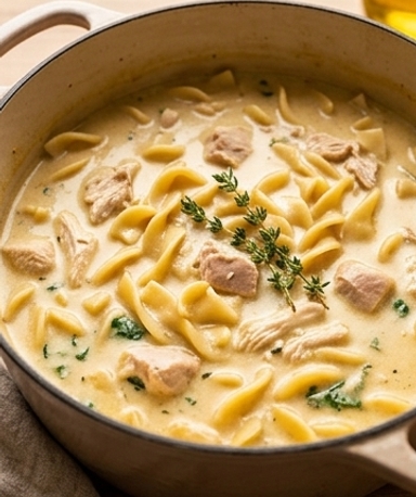 Cremige Hühnernudelsuppe