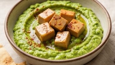 Frühlingshafter Aufstrich mit Ackerbohnen, Erbsen und Foie Gras Frühlingshafter Aufstrich mit Ackerbohnen, Erbsen und Foie Gras