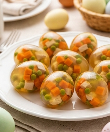 Gefüllte Eier in Aspik