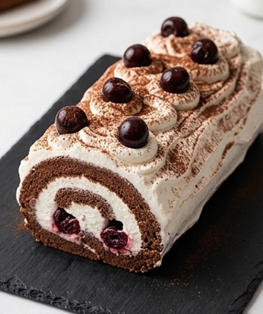 Einfache Schwarzwälder Kirschrolle