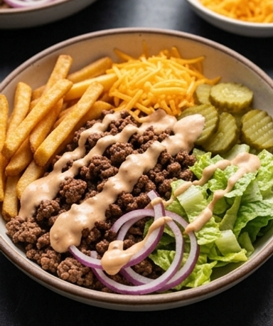 Hausgemachte Burger Bowl