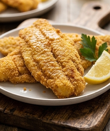 Knuspriger Wels mit Maisgrießkruste