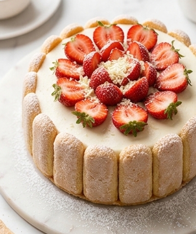 Erdbeer-Charlotte mit weißer Schokolade