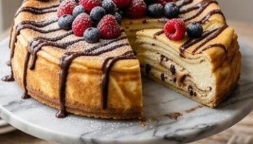 New York Cheesecake mit Crêpe-Füllung und Schoko-Ricotta