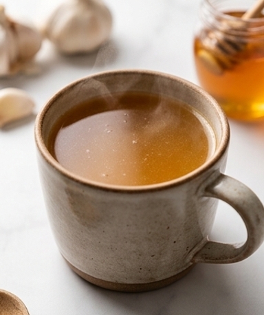 Heißgetränk mit Knoblauch, Coca-Cola und Honig