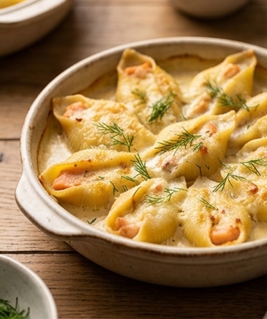 Gefüllte Conchiglioni mit Lachs und Mascarpone