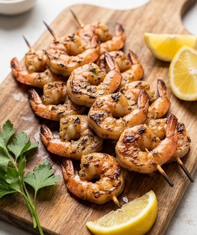 Gegrillte Garnelen mit Kräutern und Knoblauch