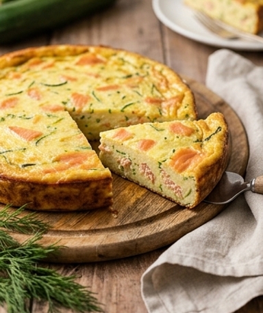 Herzhafter Zucchini-Räucherlachs-Flan