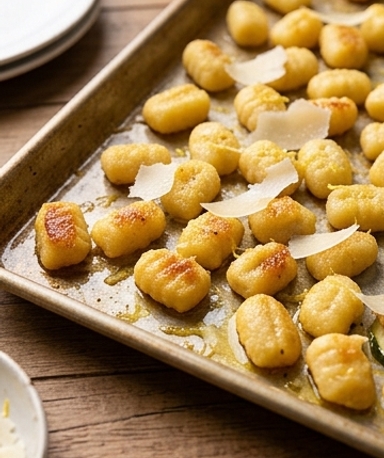 Ofen-Gnocchi & Hähnchenwürstchen