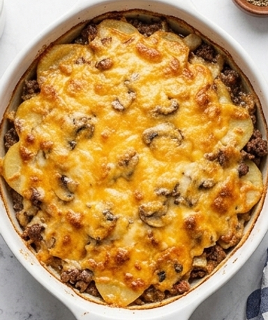 Herzhafter Hackfleisch-Kartoffel-Auflauf mit Cheddar