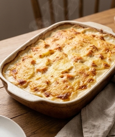 Kartoffelgratin mit Lachs und hausgemachter Béchamel