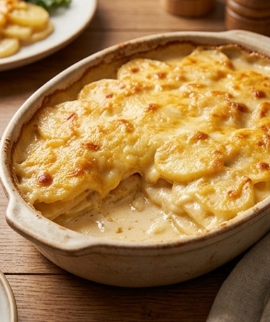 Cremiges Scalloped-Kartoffelgratin mit Käse