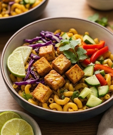 Indian Bowl mit Curry-Nudeln