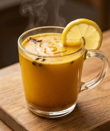 Goldenes Elixier mit Kurkuma, Ingwer und Zitrone