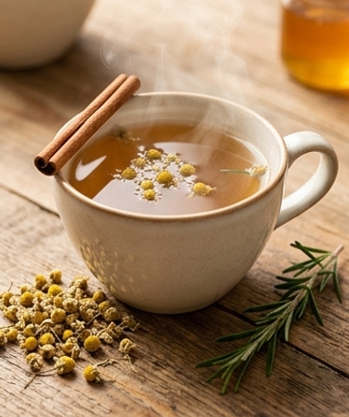 Kamillen-, Rosmarin- und Zimt-Aufguss