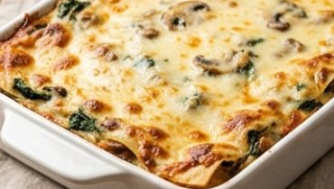 Kalbfleisch-Lasagne mit Spinat und Champignons