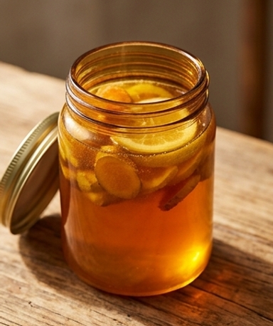 Infusionierter Honig mit Kurkuma, Ingwer & Zitrone