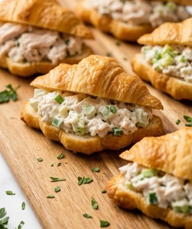 Mini-Croissants mit Hähnchensalat-Füllung