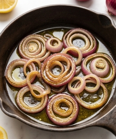 Gebratene rote Zwiebeln