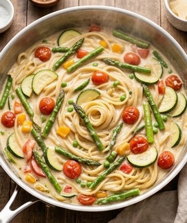 Cremige Pasta Primavera