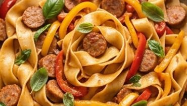 Italienische Pasta-Pfanne im Drunken-Noodles-Stil Italienische Pasta-Pfanne im Drunken-Noodles-Stil