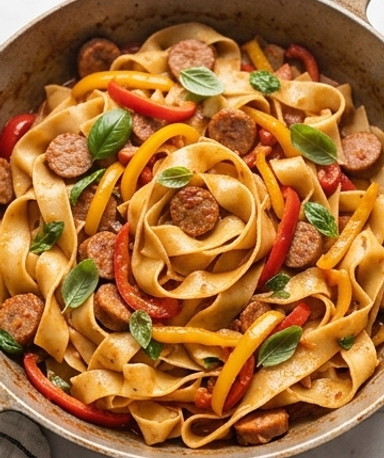 Italienische Pasta-Pfanne im Drunken-Noodles-Stil