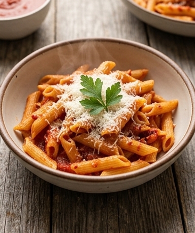 Penne all'arrabbiata mit Pecorino