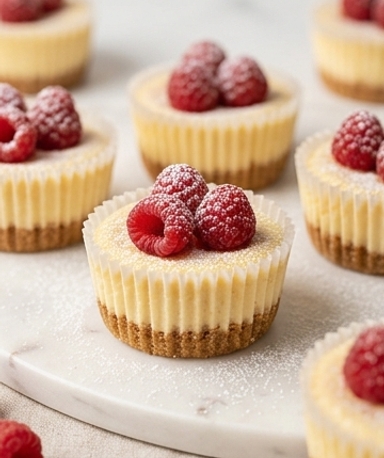 Zartschmelzende Mini-Himbeer-Cheesecakes
